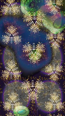 Gri ve kahverengi renkli yaz çiçekleri. Çiçekli karalama şeklinde Raster çiçek deseni. Raster illüstrasyonu.