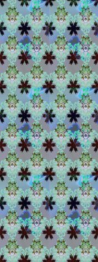 Tropik, dikişsiz çiçek deseni. Raster illüstrasyonu. Mavi ve gri renkte çiçekler.