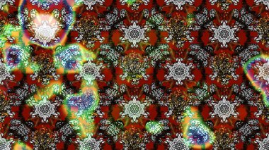 Raster illüstrasyonu. Kahverengi ve gri renkli çiçekler. El çizimi çiçekli soyut çizim deseni.