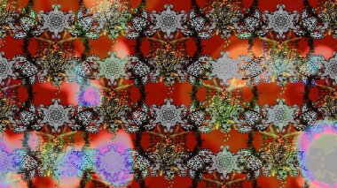 Renkli çizim kalıbı. Çiçek arkaplan. Çiçek duvar kâğıdı. Kahverengi ve gri renkli şirin tekstil tarzında. Raster illüstrasyonu.