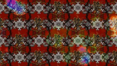 Çiçek tasarımı için inanılmaz bir kolaj cenneti tarzı. Çiçekli zambakların eskiz geçmişi. Parlak çiçekli kolaj çiçekleri kahverengi ve kırmızı.