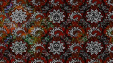 Üzerinde gelincikler ve vadi zambakları olan renkli çiçek desenli nakış deseni. Tekstil tasarımı için gri ve kahverengi renkli geleneksel halk çiçekleri..