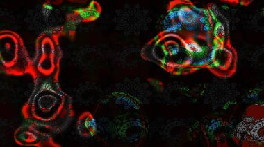 Çiçeksel çizim kalıbının yansıması. Vadinin çiçekleri siyah ve gri renklerde.