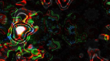 Çiçekli ipek eşarp. 1950-1960 motifleri. El çizimi çiçek unsurları olan soyut çizim raster deseni. Retro tekstil tasarım koleksiyonu. Siyah ve gri üzerine siyah ve gri.