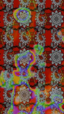 Gri ve kahverengi renkli çiçekler. Çiçek süslemeli çizim deseni. Raster illüstrasyonu.