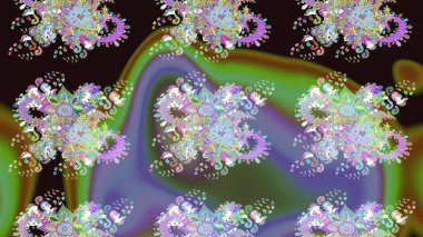 Modern stil dokusu. Çiçek desenli raster, yeşil ve gri çizgi grafik deseni soyut raster arkaplan.