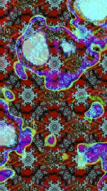 Çiçekleri, deniz kabukları, mandalaları ve suluboya efektleriyle donanma geçmişi. Eskiz modeli etnik tasarım. Yatak çarşafları, ceket, paket tasarımı, kumaş ve moda kavramları için tekstil baskısı.