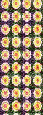 Raster illüstrasyonundaki çiçek desenli çizim. Sarı ve nötr renkte çiçekler.