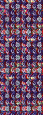 Mavi ve kırmızı renklerde. Mavi ve kırmızı renkte mavi ve kırmızı papatya deseni. Raster illüstrasyonu.