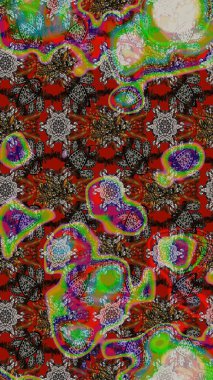 Karalama çiçeği. Raster illüstrasyonu. Zentangle soyut çiçekleri. Düz Çiçek Elementleri Tasarımı. Renkli Bahar Teması eskiz kalıbı. Şirin kumaş deseni.