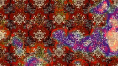 Nazik, narin çiçek arkaplanı. Kahverengi ve kırmızı renkte çiçekler. Raster çiçek desenli ve çiçekli..