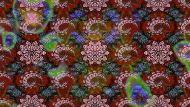 Renkli Bahar Teması eskiz kalıbı. Raster illüstrasyonu. Kahverengi ve yeşil renklerde zarif çiçekli suluboya. Düz Çiçek Elementleri Tasarımı.