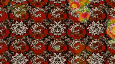 Kırmızı ve kahverengi renkte çiçekler. Renkli Yaz Temalı eskiz kalıbı. Düz Çiçek Elementleri Tasarımı. Çiçekli retro deseni çiz.