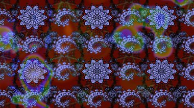 Kırmızı ve mavi renkte çiçekler. Hediye ambalaj kağıdı, tebrik kartları, posterler ve pankart tasarımı. Raster düz çiçek çizim deseni.