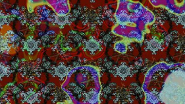 Kahverengi ve kırmızı renklerde. Raster illüstrasyonu. 3D çiçekler, çizim.