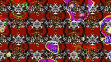 Renkli Bahar Teması eskiz kalıbı. Gri ve kırmızı renkte çiçekler. Raster illüstrasyonundaki çiçek desenli çizim. Düz Çiçek Elementleri Tasarımı.