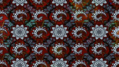 Raster çiçek izi. Çiçekli siyah ve kahverengi eskiz deseni. Klasik taslak çizimi.