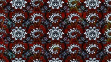 Hediye ambalaj kağıdı, tebrik kartları, posterler ve pankart tasarımı. Kırmızı ve siyah renkte çiçekler. Raster düz çiçek çizim deseni.