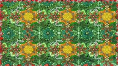 Tatil havası. Nazik romantik baskı. Raster güzel bir çiçek deseni çizmiş. Yeşil renkli çiçekler. Bahar mevsimi.