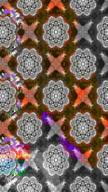 Raster çiçekleri klasik tarzda çizilmiş. Yumuşak, bahar çiçekleri kahverengi ve gri renklerde. Raster illüstrasyonu. Çiçekli yumuşak çizim deseni.