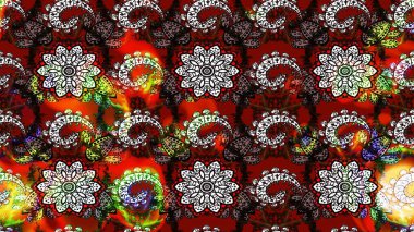 Küçük çiçekteki sevimli çiçek deseni. Siyah ve kırmızı renkte çiçekler.