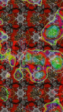 Çiçekli karalama şeklinde Raster çiçek deseni. Kahverengi ve gri renkli çiçekler. Nazikçe, güzel çiçek arkaplanı..