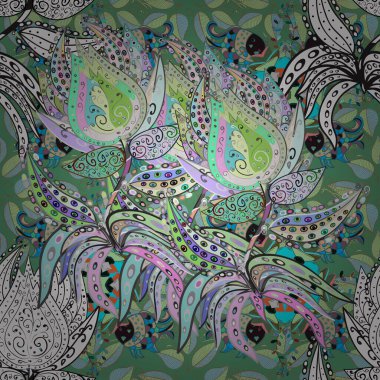 Çiçekli, suluboya desenli kusursuz çiçek deseni. Süslü kumaş deseni. Vektör deseni.