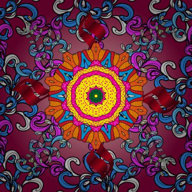 Vektör. Siyah ve mor renkte güzel çiçeklerle kusursuz desenler suluboya çiçek deseni, duvar kağıdı, kart veya kumaş için fayanslı..