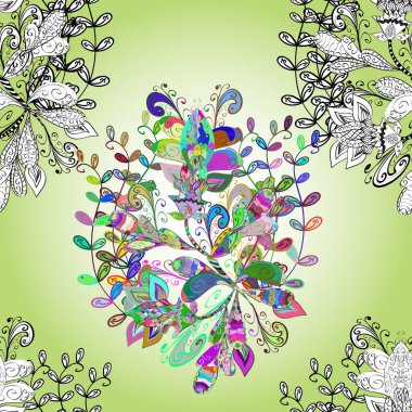 Renkli Yaz Temalı Kusursuz Arkaplan. Çiçek arkaplan. Güzel, pürüzsüz bir desen. Yazdır. Güzel kumaş deseni. Düz Çiçek Elementleri Tasarımı.