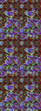 Raster illüstrasyonu. Mavi ve kırmızı renkte çiçekler. Çizim çiçek deseni duvar kağıdı için kullanılabilir.