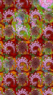 Raster illüstrasyonu. Güzel kumaş deseni. Bahar çiçekli güzel bir çiçek deseni..