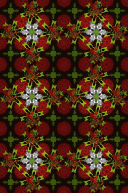 Renkli Bahar Temalı Kusursuz Arkaplan. Çiçekle kusursuz desen. Kırmızı ve gri renkte çiçekler. Düz Çiçek Elementleri Tasarımı.