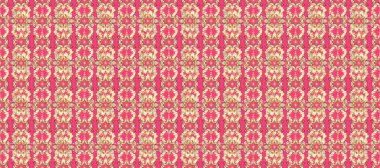 Altın elemanları ile pembe ve beyaz renklerüzerinde Vintage dikişsiz desen. Noel 2019, kar tanesi, yeni yıl.