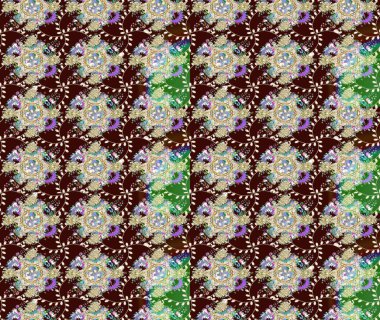 Kahverengi renkli çiçekler. Düz Çiçek Elementleri Tasarımı. Sevimli çiçek raster deseni. Renkli Bahar Teması çizim şablonu.