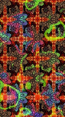 Çiçek ve yapraklı çiçek deseni. Raster illüstrasyonu. Küçük çiçekli şirin desen.