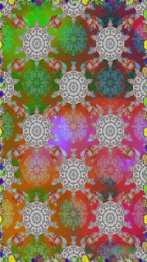 Raster Henna dövme stili. Kızılderili desenli desenli desenli şal deseni. Tekstil, tebrik kartı, boyama kitabı, telefon kılıfı baskısı için kullanılabilir. Etnik Mandala süsü.