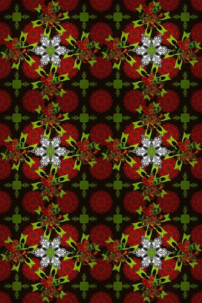 Renkli Bahar Temalı Kusursuz Arkaplan. Çiçekle kusursuz desen. Kırmızı ve gri renkte çiçekler. Düz Çiçek Elementleri Tasarımı.