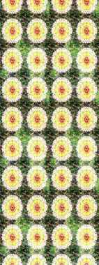 Yeşil ve sarı renkler. Yaz çiçekleri teması. Suluboya resim taklit Raster çizimi. El çizimi, soyut ve süslü elementler. Klasik çiçekler..