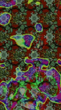 Renkli Yaz Temalı eskiz kalıbı. Raster illüstrasyonundaki çiçek desenli çizim. Düz Çiçek Elementleri Tasarımı. Yeşil ve gri renkte çiçekler.