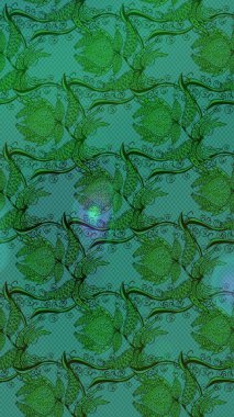 Raster illüstrasyonu. Yeşil ve mavi renklerde. Taslak dekoratif arka plan, çiçek mandala. Çiçek..