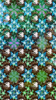 Desen, çizim, çiçek sınırı. Güzel, parlak, pürüzsüz kumaş, tuval. Çiçek çelengi. Raster illüstrasyonu. Eski moda arka plan. Kıvırcık, parlak örgü.