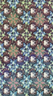 Kabile sanatı boho baskısı, klasik çiçek arkaplanı. Soyut etnik raster çizim kalıbı. Arkaplan dokusu, duvar kağıdı, gri renkli çiçek teması.