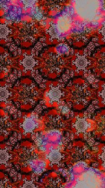 Nazik, yaz çiçekleri kahverengi ve kırmızı renklerde. Raster deseni. Raster illüstrasyonu. Küçük çiçekte sevimli çiçek deseni var..