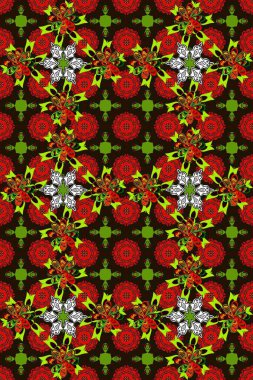 Kusursuz dekoratif arka plan, çiçek mandala. Çiçek. Kırmızı ve gri renklerde. Raster illüstrasyonu.