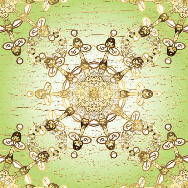 Altın elementlerle bej ve nötr renklerde klasik, pürüzsüz desen. Noel 2019, kar tanesi, yeni yıl.