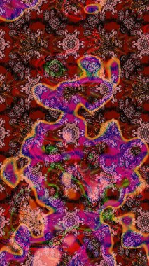 Suluboya tarzında kahverengi ve kırmızı renklerde. Küçük çiçekli yay deseni çiz. Raster illüstrasyonu.