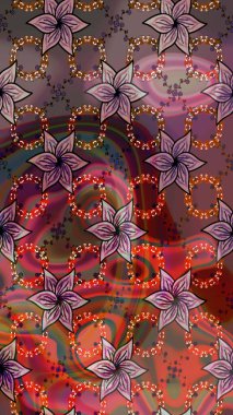 Çiçekler suluboya tarzında kahverengi ve kırmızı renklerde. Suluboya çizim kalıbı. Çiçek izi.