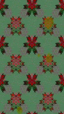 Raster illüstrasyonu. Güzel kumaş deseni. Renkli Bahar Teması eskiz kalıbı. Zentangle soyut çiçekleri. Düz Çiçek Elementleri Tasarımı. Çiçek tozu..