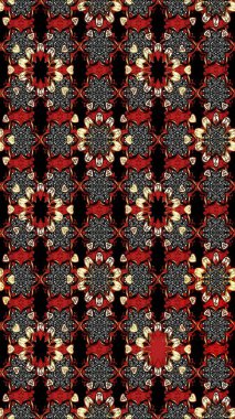 Raster düz çiçek çizim deseni. Siyah ve kırmızı renkte çiçekler. Tasarım hediye paketi, tebrik kartları, posterler ve afiş tasarımı.