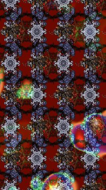 Kırmızı ve kahverengi renkte çiçekler. Raster illüstrasyonunda çiçek deseni çizimi.